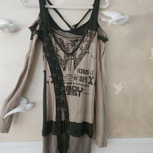 Salvage off shoulder long sleeve tunic